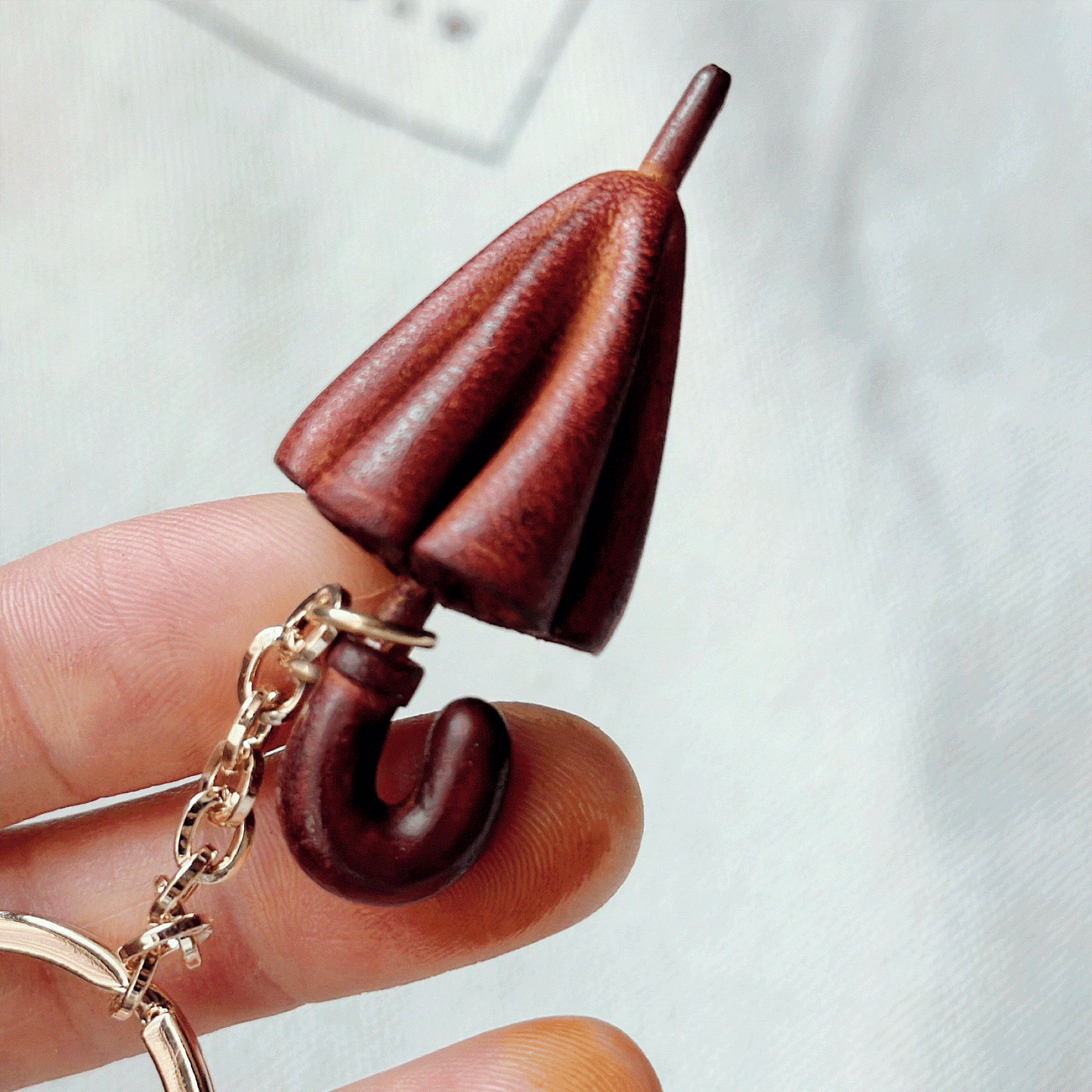 Leather Keychain - Exquisite Miniature Umbrella Charm | WittyWilding
