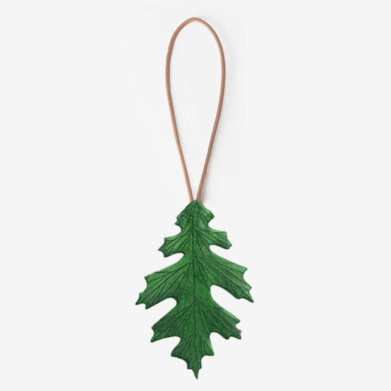 Leather Bag Charm - Green Oak Tree Leaves Keychain | WittyWilding