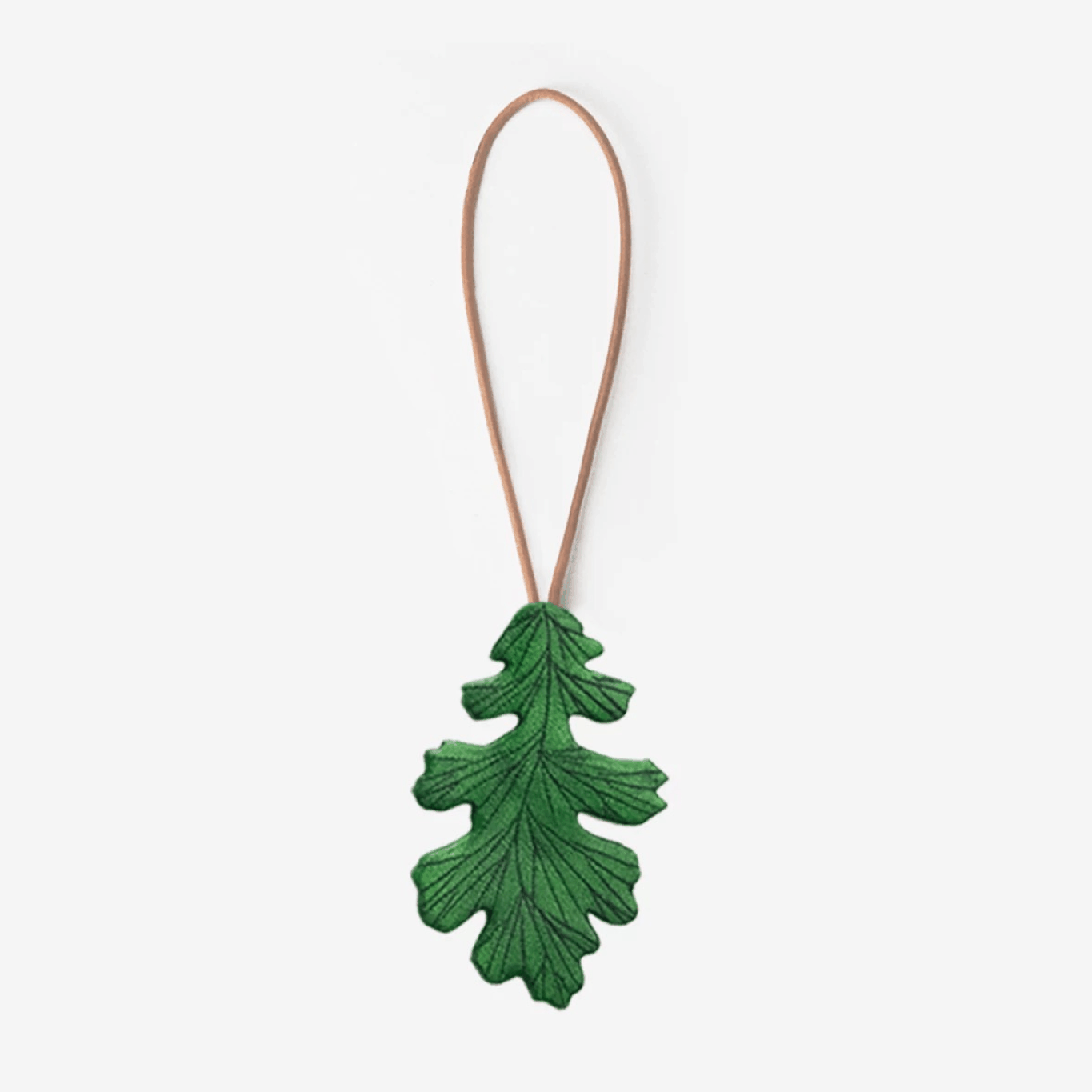 Leather Bag Charm - Green Oak Tree Leaves Keychain | WittyWilding