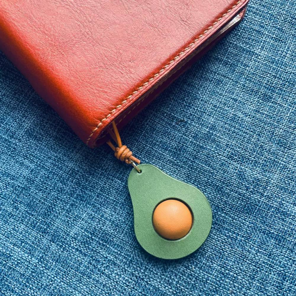 Avocado Leather Bookmark - Fun Food Leather Bag Charm - Fruit Keychain