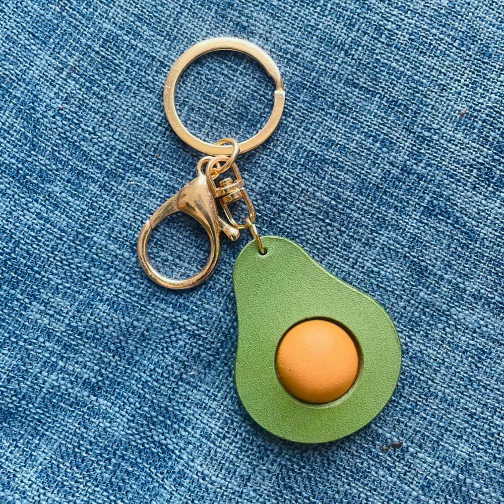 Avocado Leather Bookmark - Fun Food Leather Bag Charm - Fruit Keychain