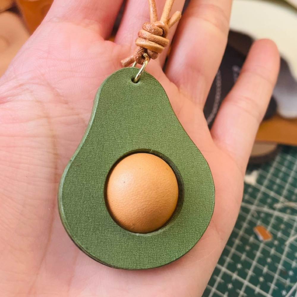 Avocado Leather Bookmark - Fun Food Leather Bag Charm - Fruit Keychain