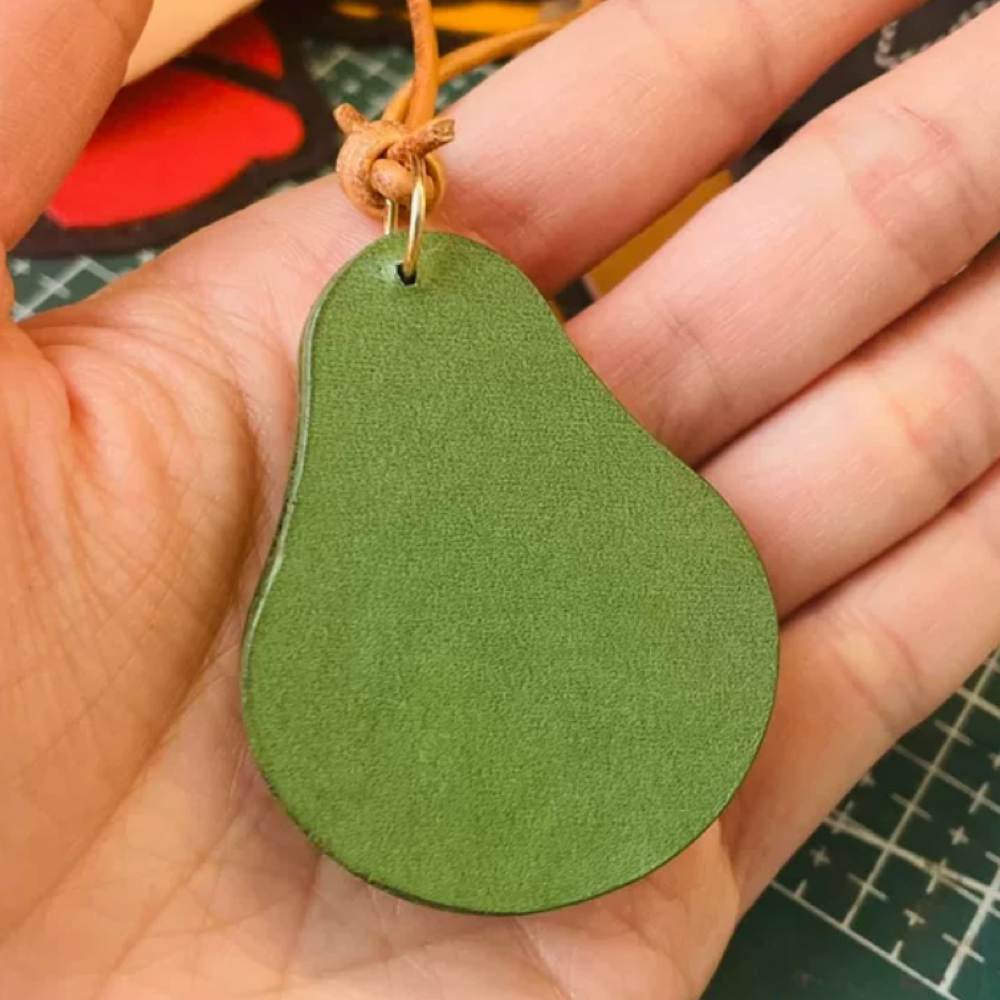Avocado Leather Bookmark - Fun Food Leather Bag Charm - Fruit Keychain