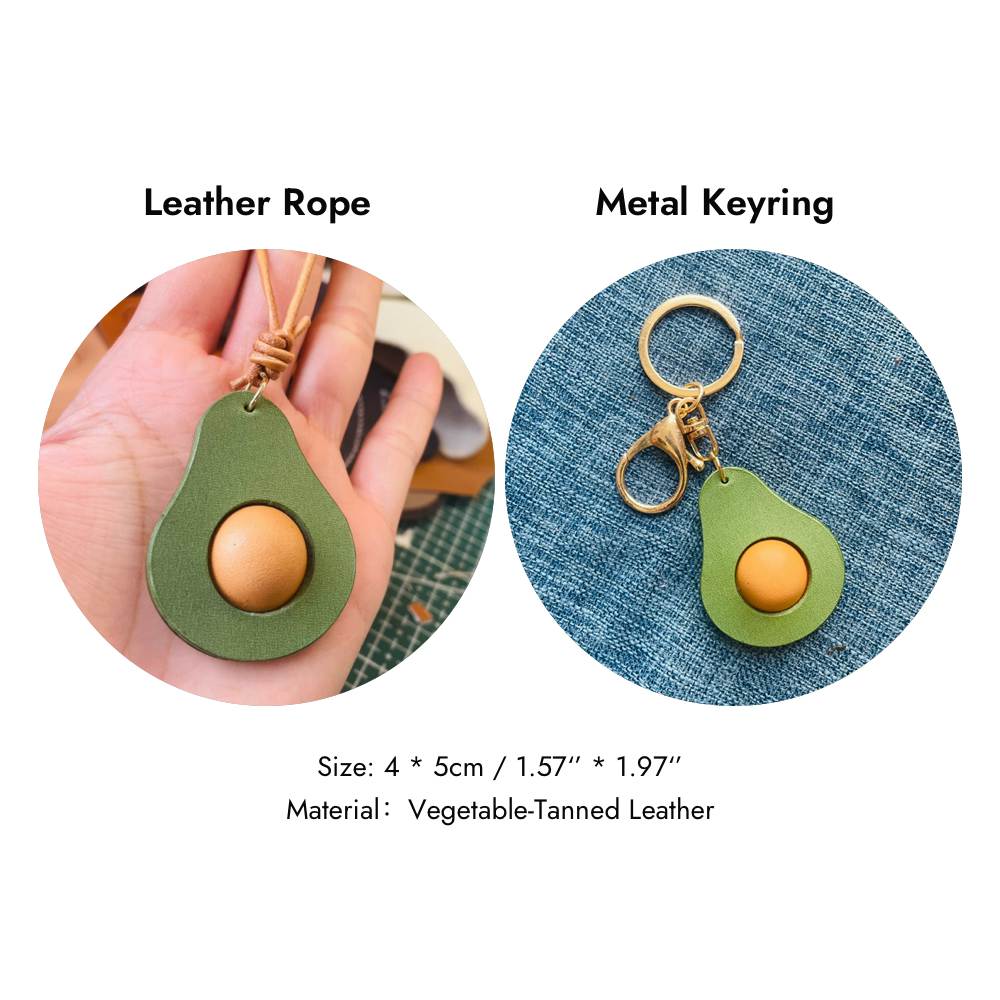 Avocado Leather Bookmark - Fun Food Leather Bag Charm - Fruit Keychain