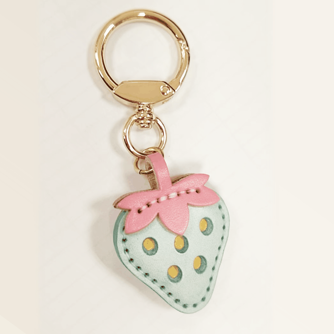 Leather Keychain Customized Strawberry Leather Bag Charm,Fruit Pendant