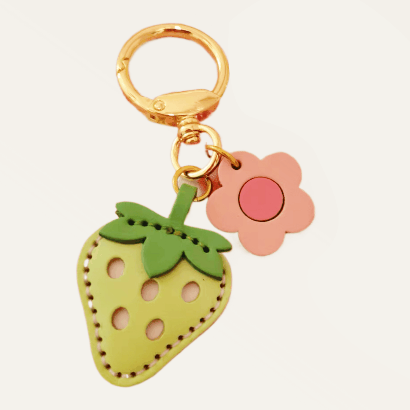 Leather Keychain Customized Strawberry Leather Bag Charm,Fruit Pendant