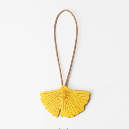 Leather Bag Charm - Ginkgo Tree Leaves, Fall Ginkgo Leaf,Leaf Keychain