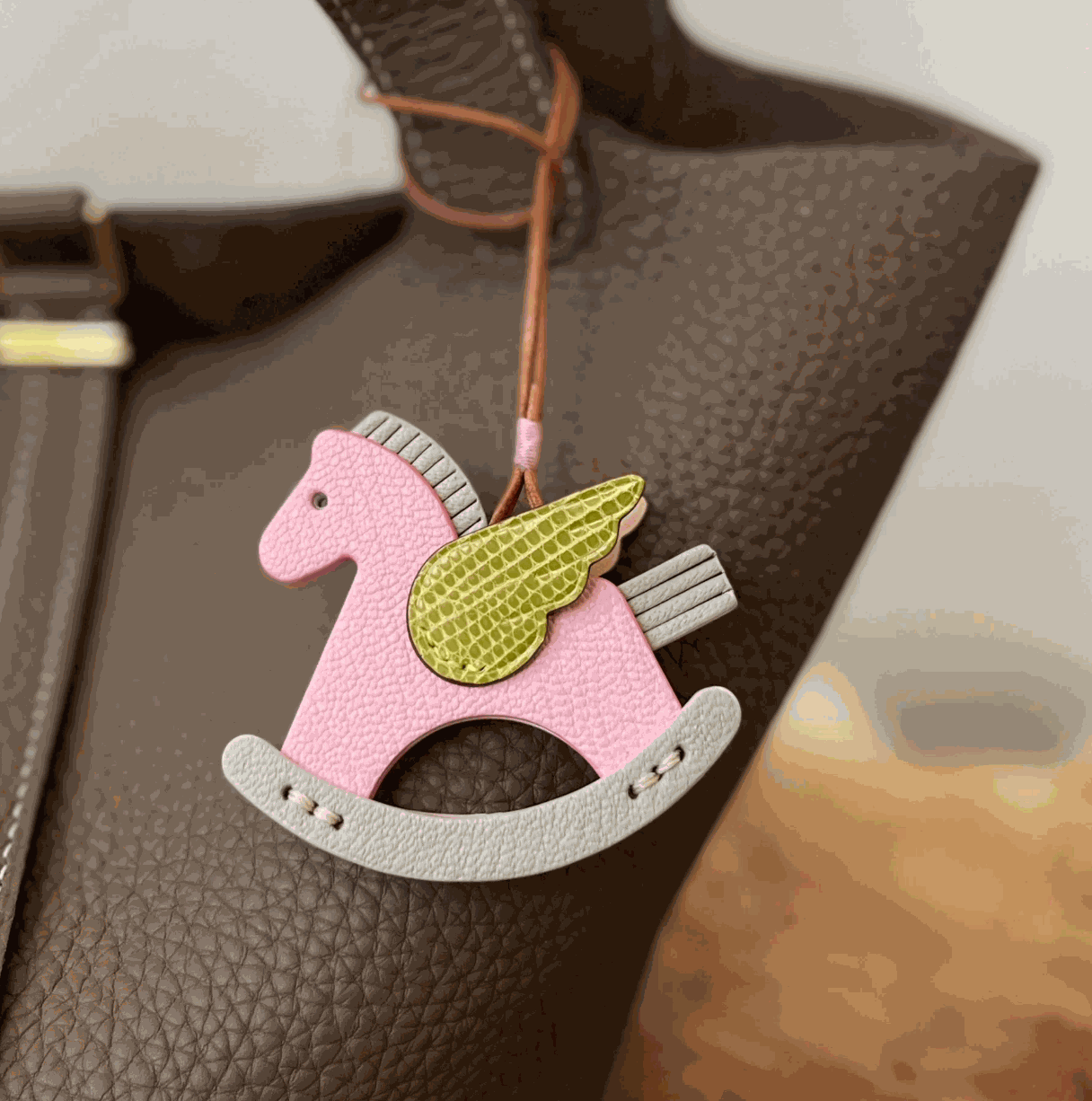 Leather Bag Charm - Customized Rocking Horse Keychain,Hanging Ornament