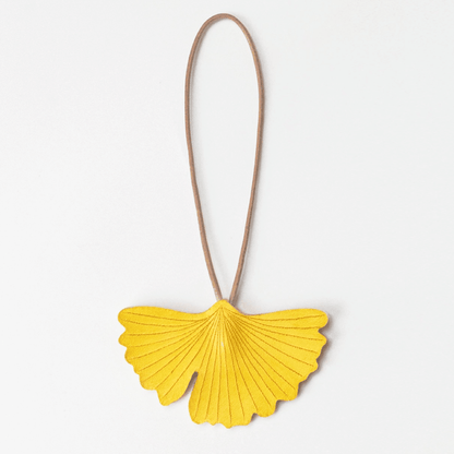 Leather Bag Charm - Ginkgo Tree Leaves, Fall Ginkgo Leaf,Leaf Keychain