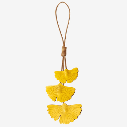 Leather Bag Charm - Ginkgo Tree Leaves, Fall Ginkgo Leaf,Leaf Keychain