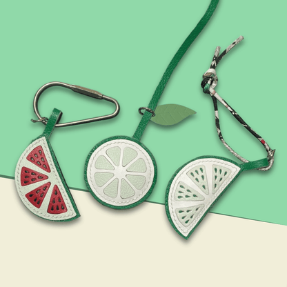 Leather Bag Charm - Fruit Slice, Orange, Watermelon, Lime, Grapefruit