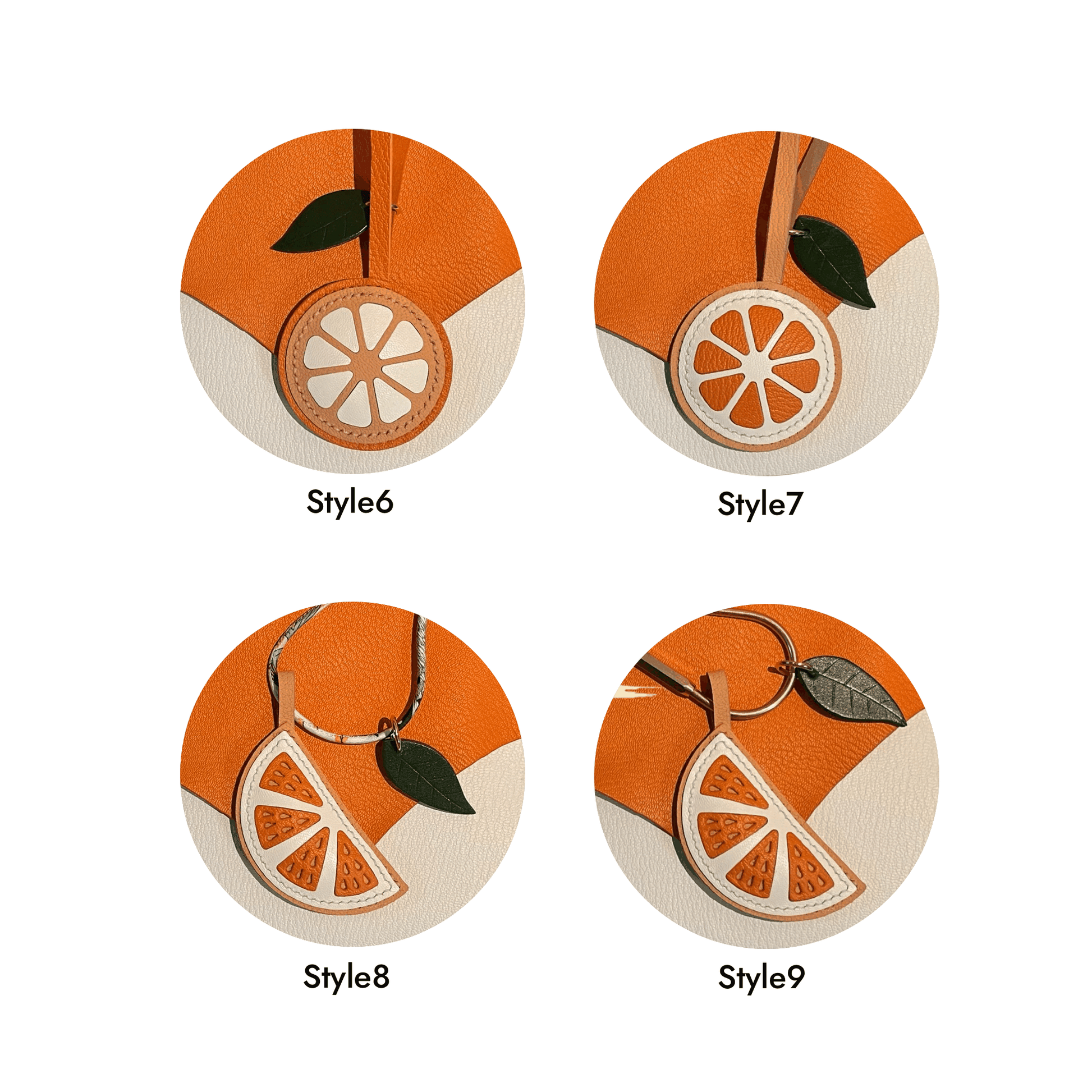 Leather Bag Charm - Fruit Slice, Orange, Watermelon, Lime, Grapefruit