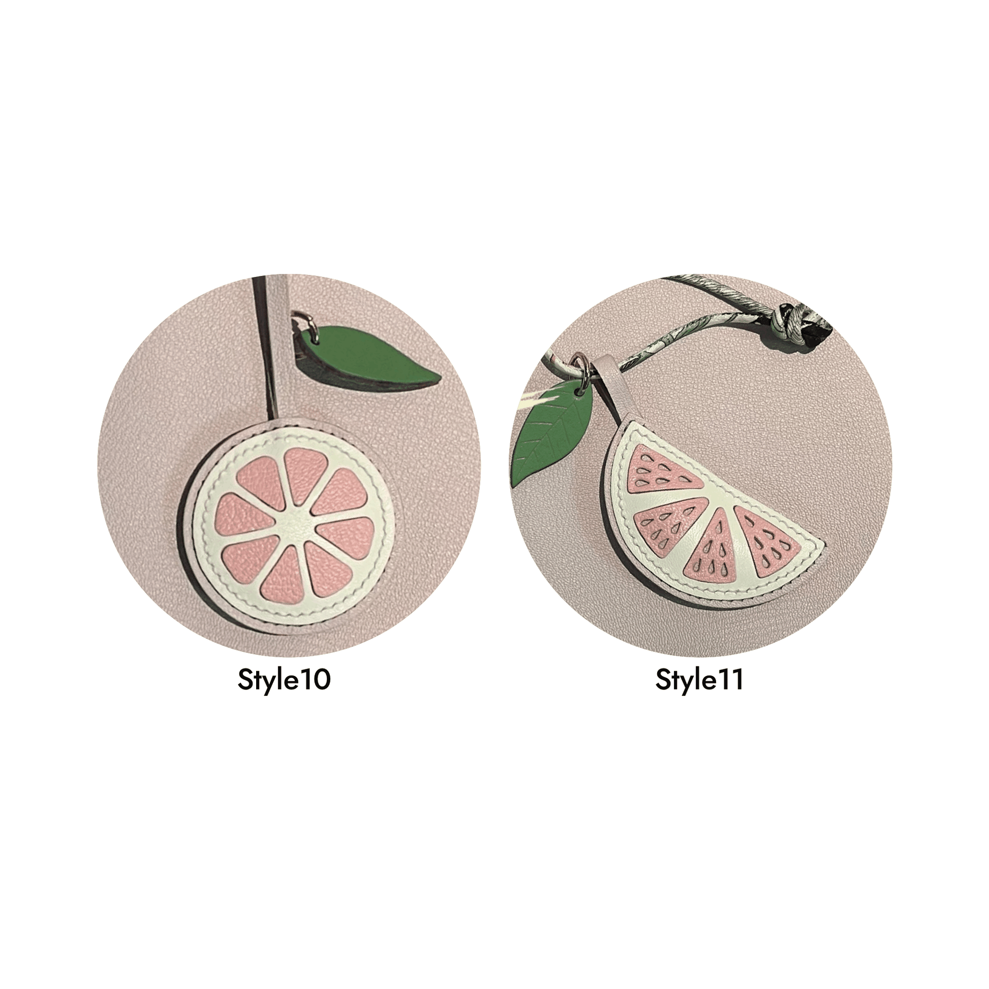 Leather Bag Charm - Fruit Slice, Orange, Watermelon, Lime, Grapefruit