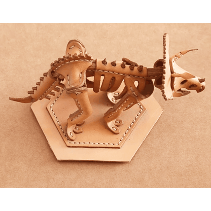 Dinosaur Model- Handmade Leather Dinosaur - 3D Triceratops Model