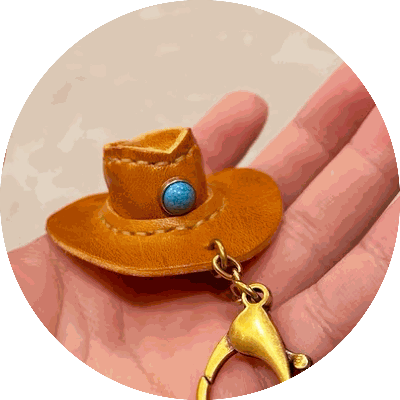 Leather Keychain - Cowboy Hat Bag Charm, 3D Keychain, Cowboy Pendant