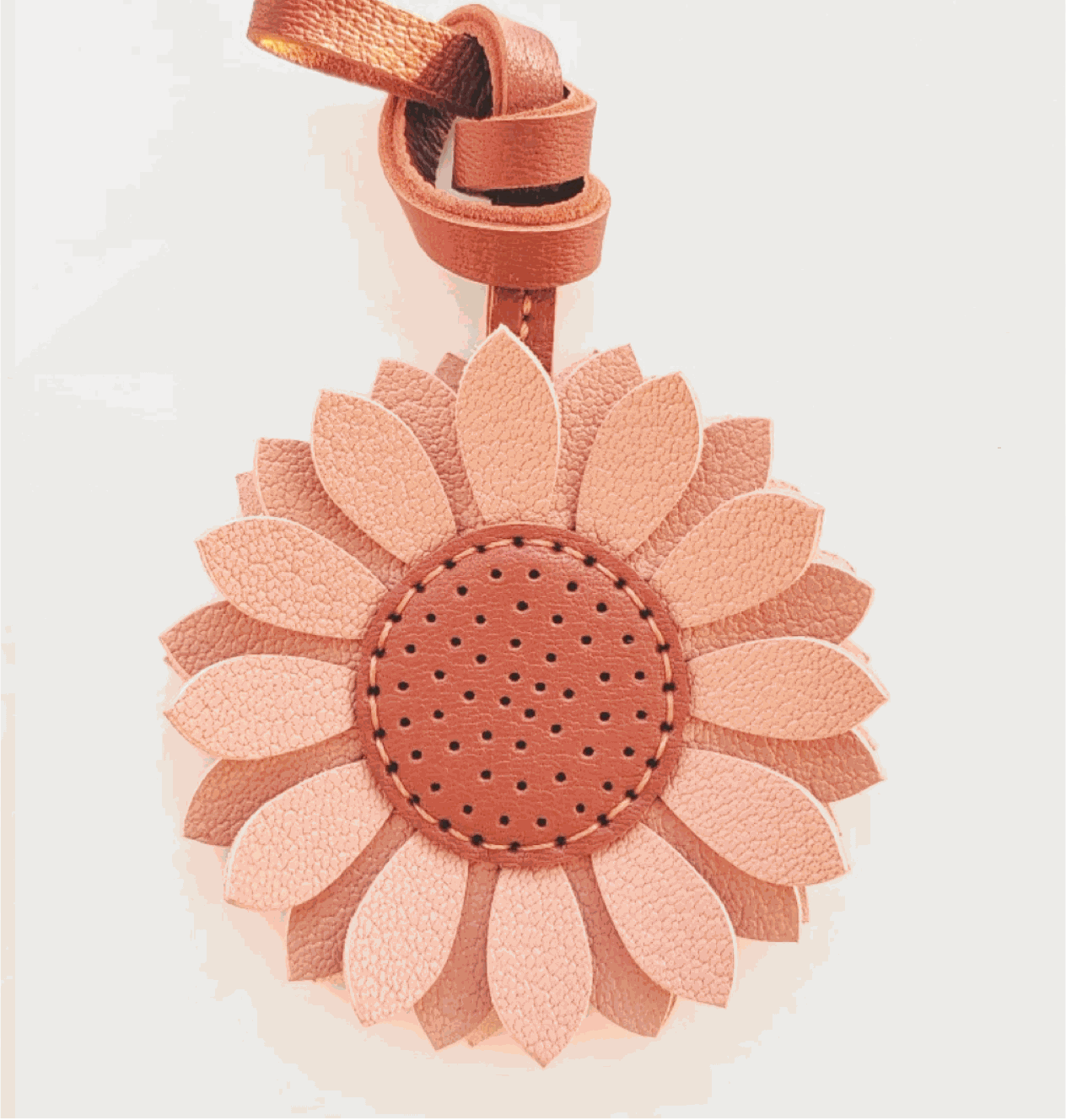 Sunflower Charm - Leather Flower Bag Charm - Inspired by Nature