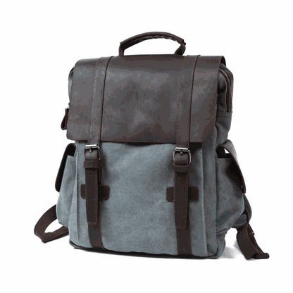 Leather Travel Backpack - Crazy Horse Leather Vintage Canvas Backpack