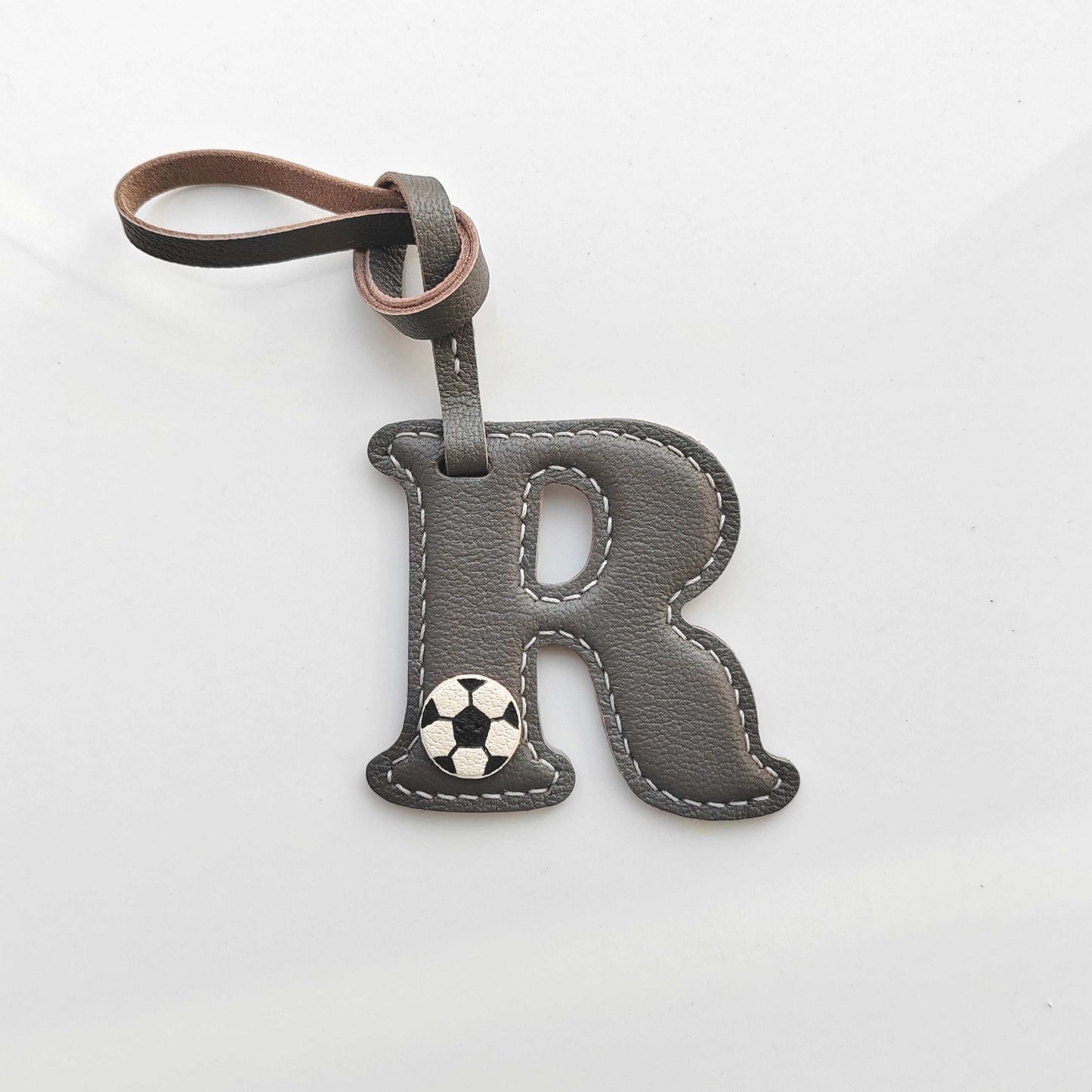 Customized Letter Bag Charm - Leather Initials Keychain With Elements - WittyWilding