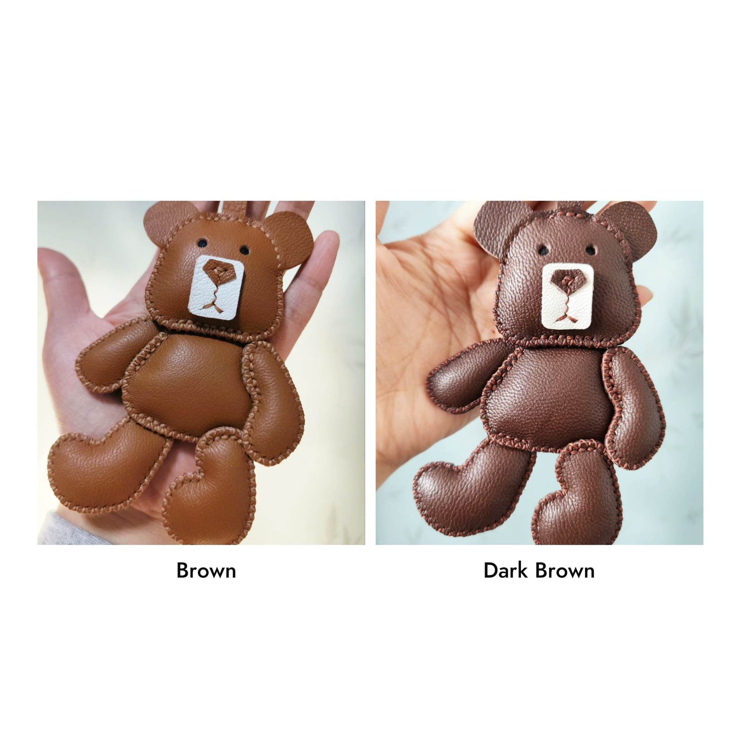 Leather Bag Charm - Teddy Bear Bag Charm, Bear Pendant, Bear Keychain