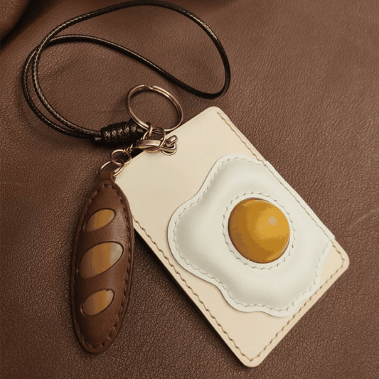 Leather Cardholder - Fried Eggs & Bread - Fun Food Cardholder