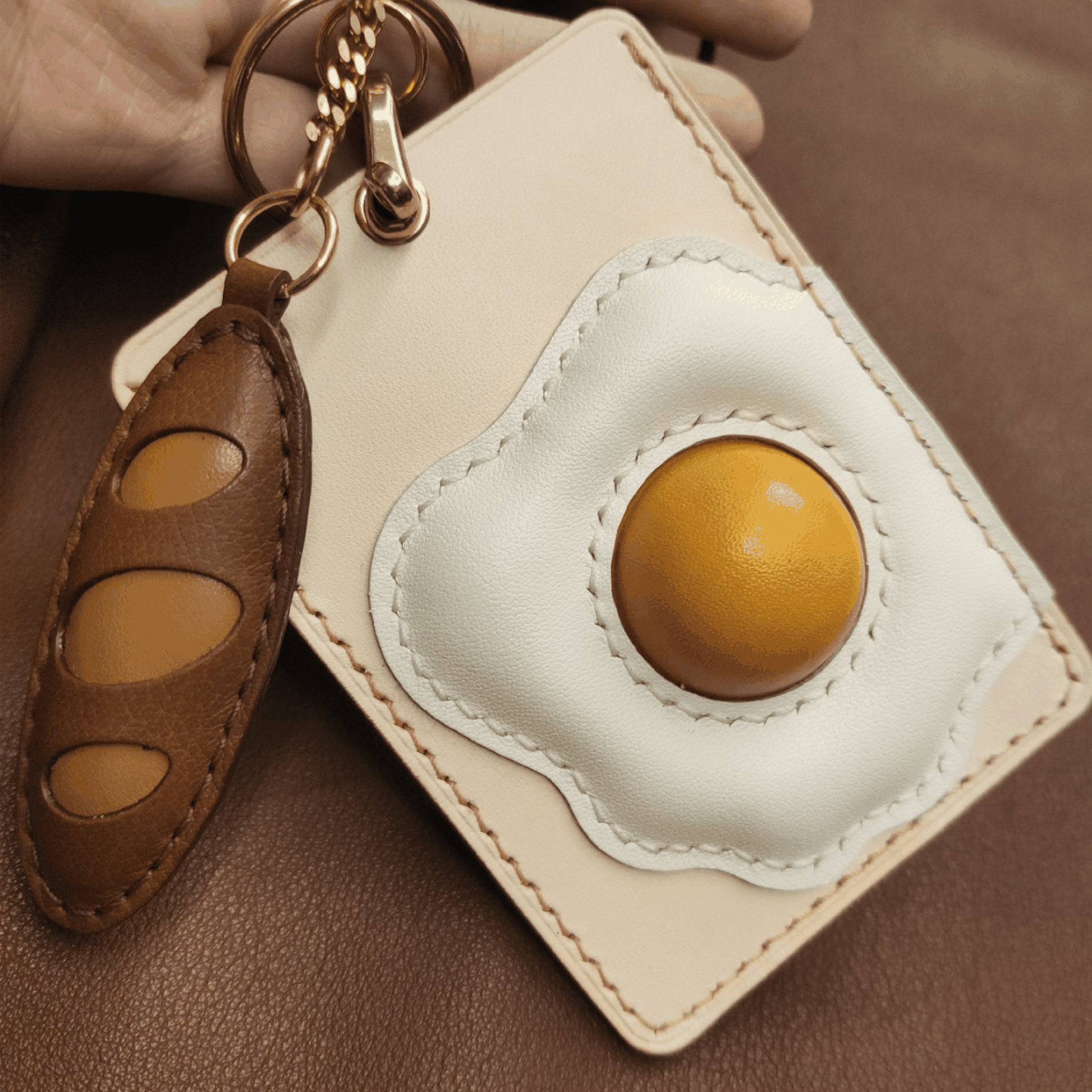 Leather Cardholder - Fried Eggs & Bread - Fun Food Cardholder