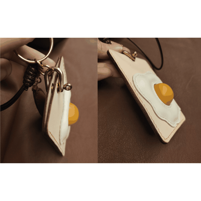 Leather Cardholder - Fried Eggs & Bread - Fun Food Cardholder