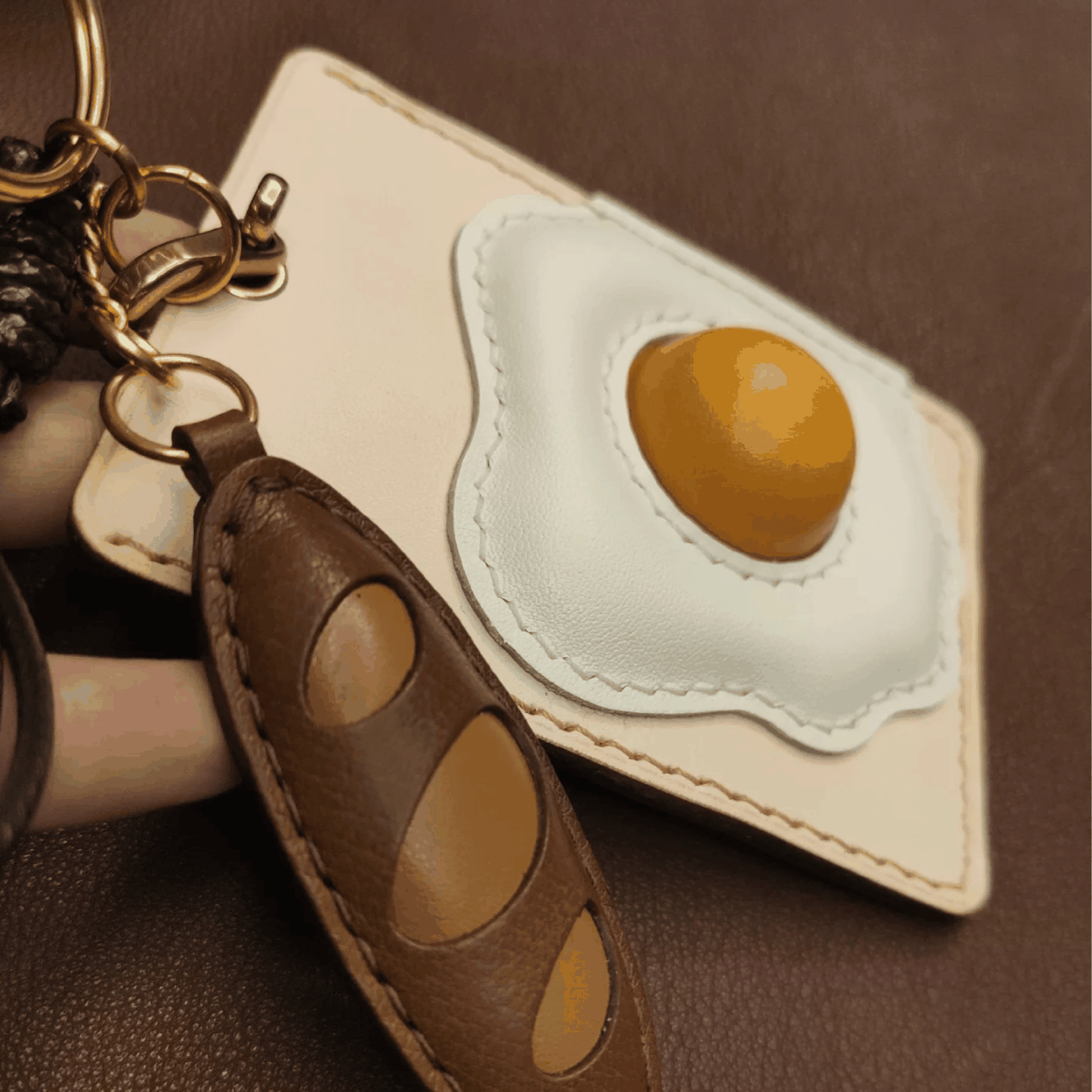 Leather Cardholder - Fried Eggs & Bread - Fun Food Cardholder