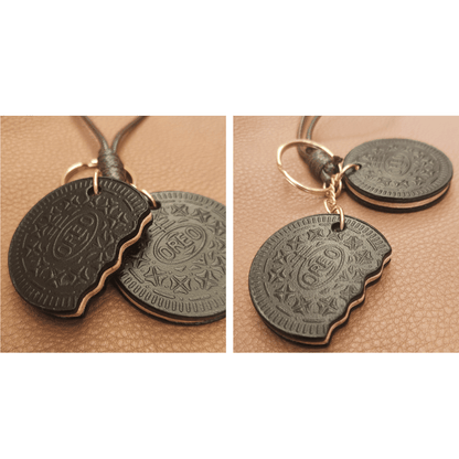 Leather Bag Charm - Oreo Cookie Pendant, Fun Food Keychain