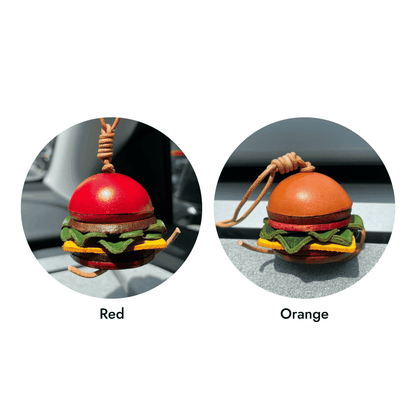 Leather Bag Charm - Handmade Hamburger Charms-Fun Food Keychain