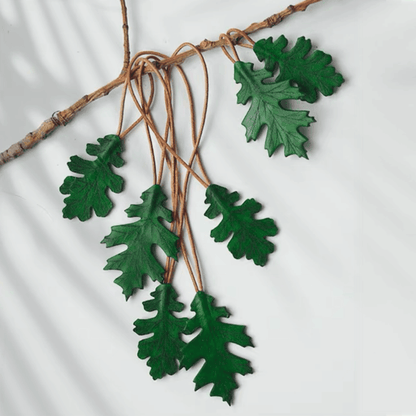 Leather Bag Charm - Inspired by Nature - Oak Tree Leaves