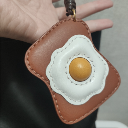 Leather Bag Charm – Toast with Eggs / A Delicious Breakfast Keychain