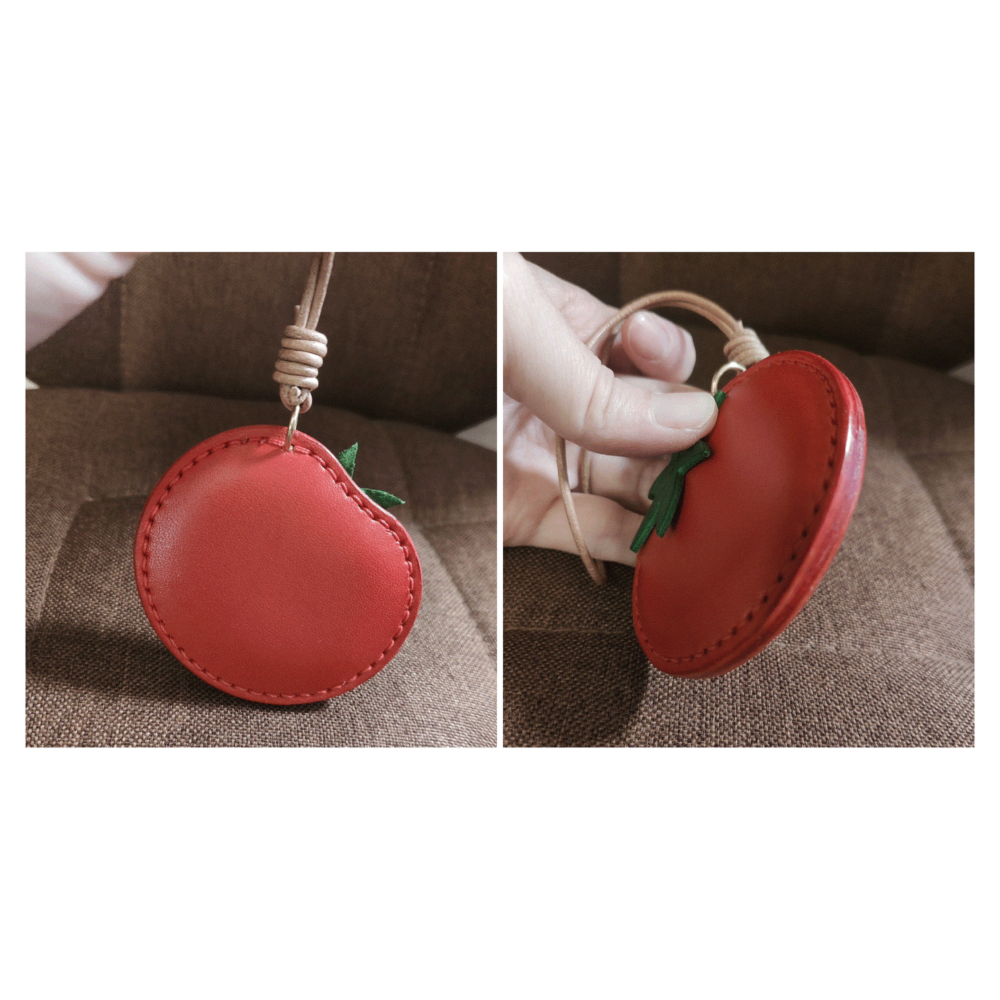 Leather Bag Charm – Tomato Charm, Fruit Keychain, Fun Food Pendant