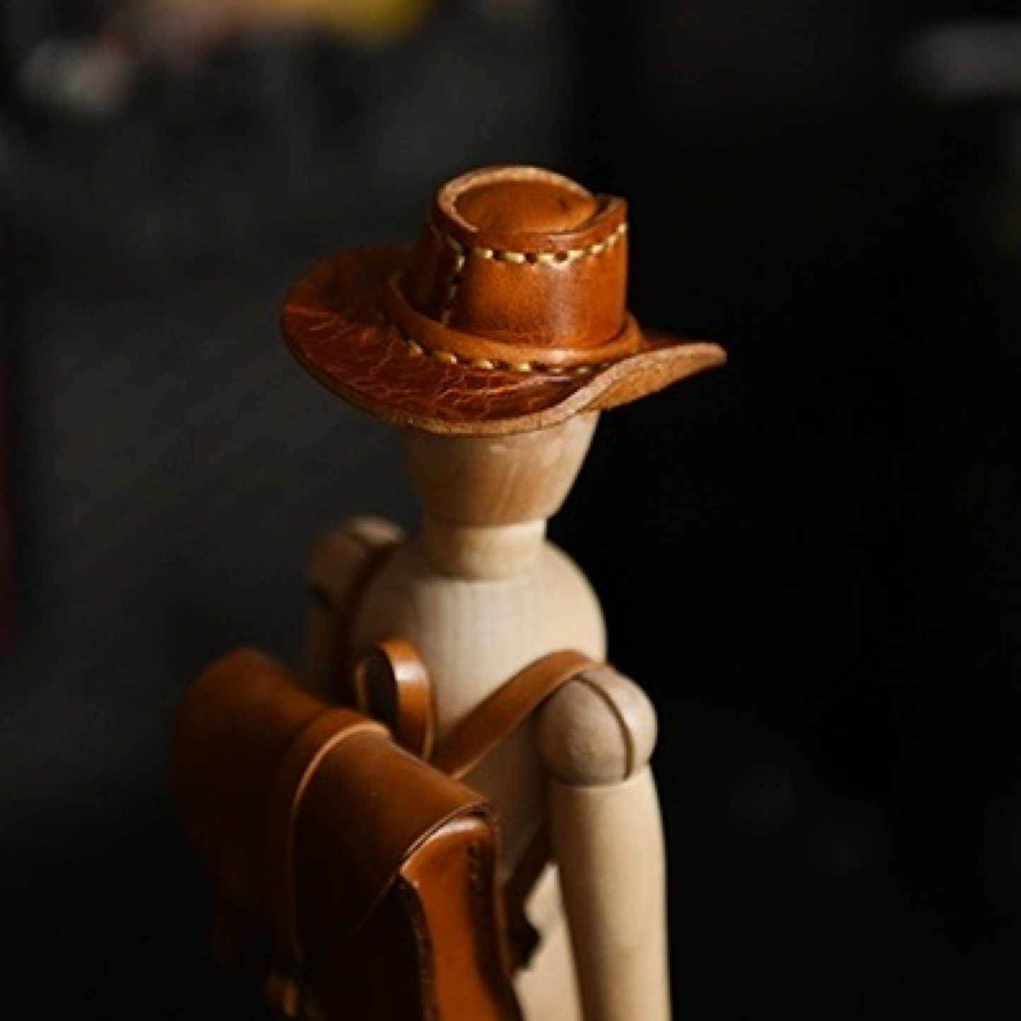 Leather Keychain - Cowboy Hat Bag Charm, 3D Keychain, Cowboy Pendant