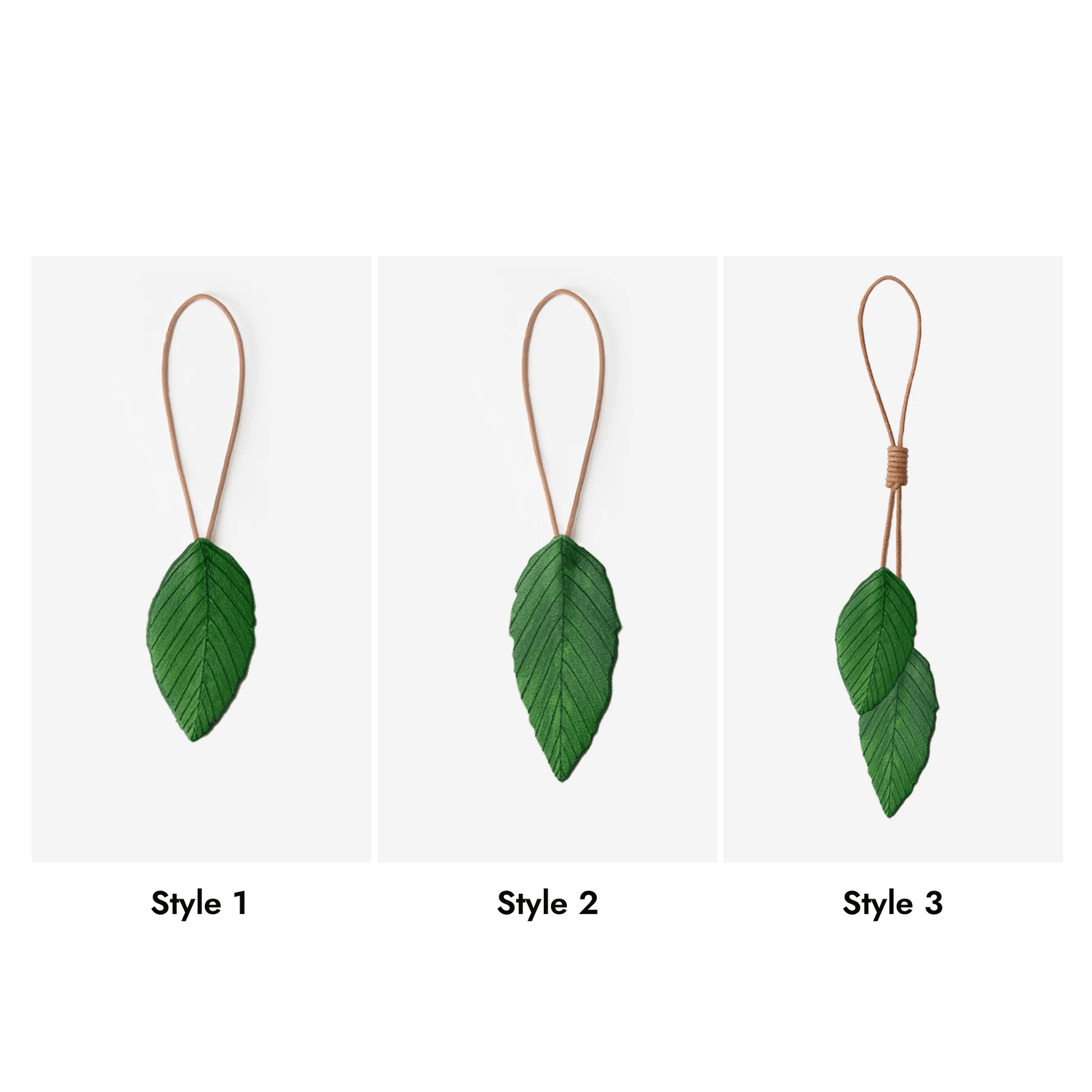 Leather Bag Charm - Green Leaves Pendant, Summer Green Leaf Keychain