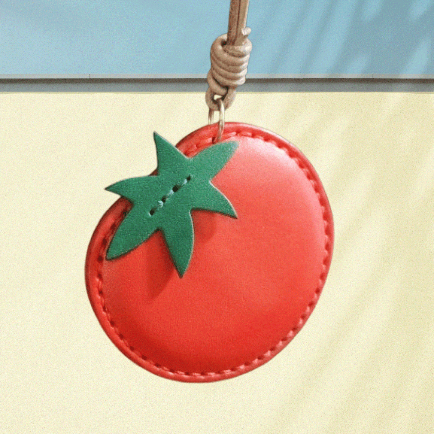 Leather Bag Charm – Tomato Charm, Fruit Keychain, Fun Food Pendant