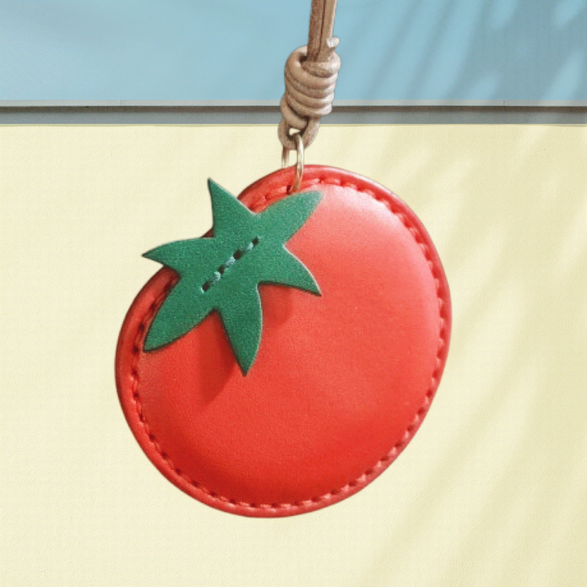 Leather Bag Charm – Tomato Charm, Fruit Keychain, Fun Food Pendant