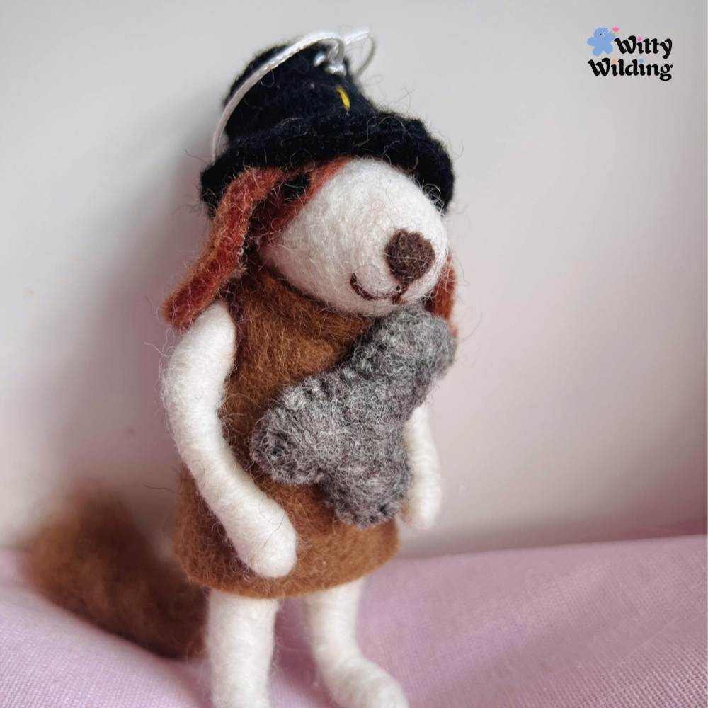 Wool Needle Felting - Adventure Puppy bag Charm,Christmas Ornament