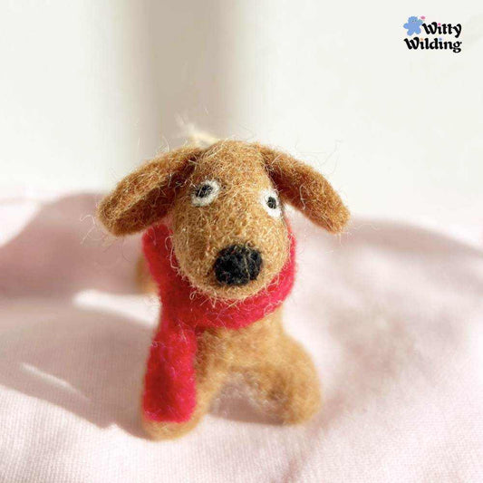 Wool Needle Felting - Handmade Brown Dachshund Charm,Christmas gift