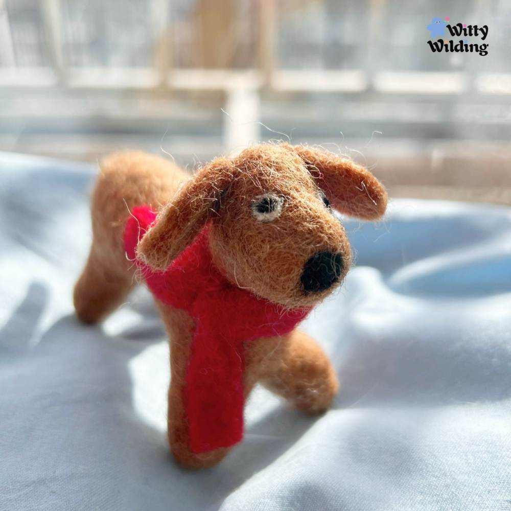 Wool Needle Felting - Handmade Brown Dachshund Charm,Christmas gift