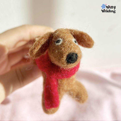 Wool Needle Felting - Handmade Brown Dachshund Charm,Christmas gift