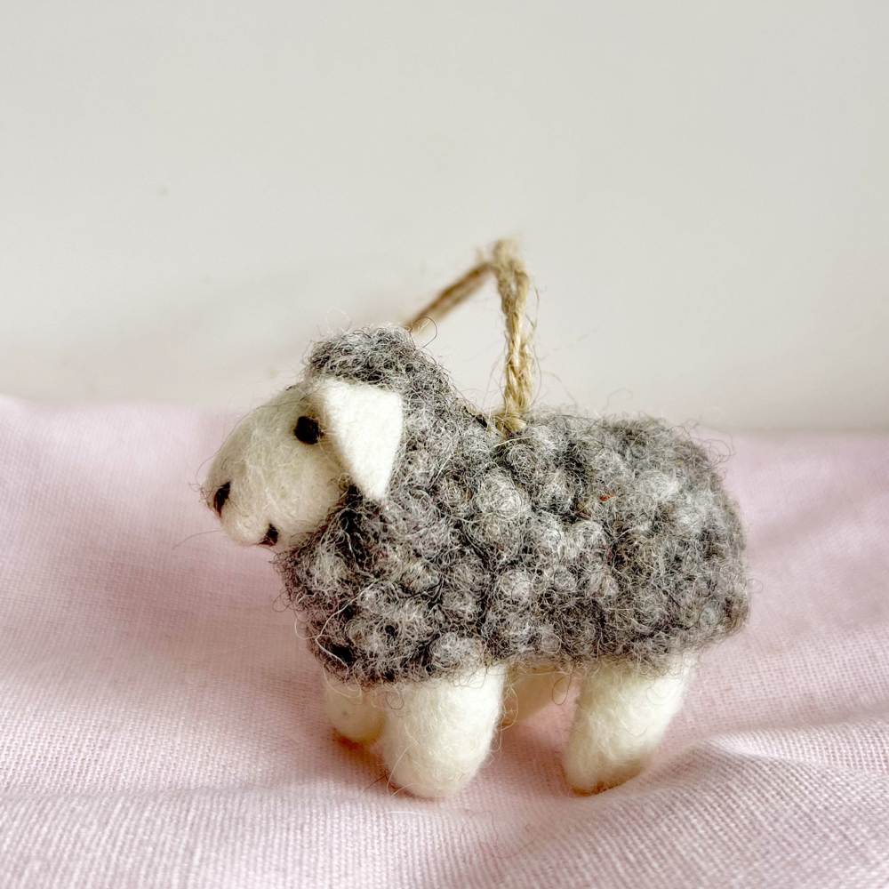 Wool Needle Felting - Little Sheep with backpack, Christmas Decoration