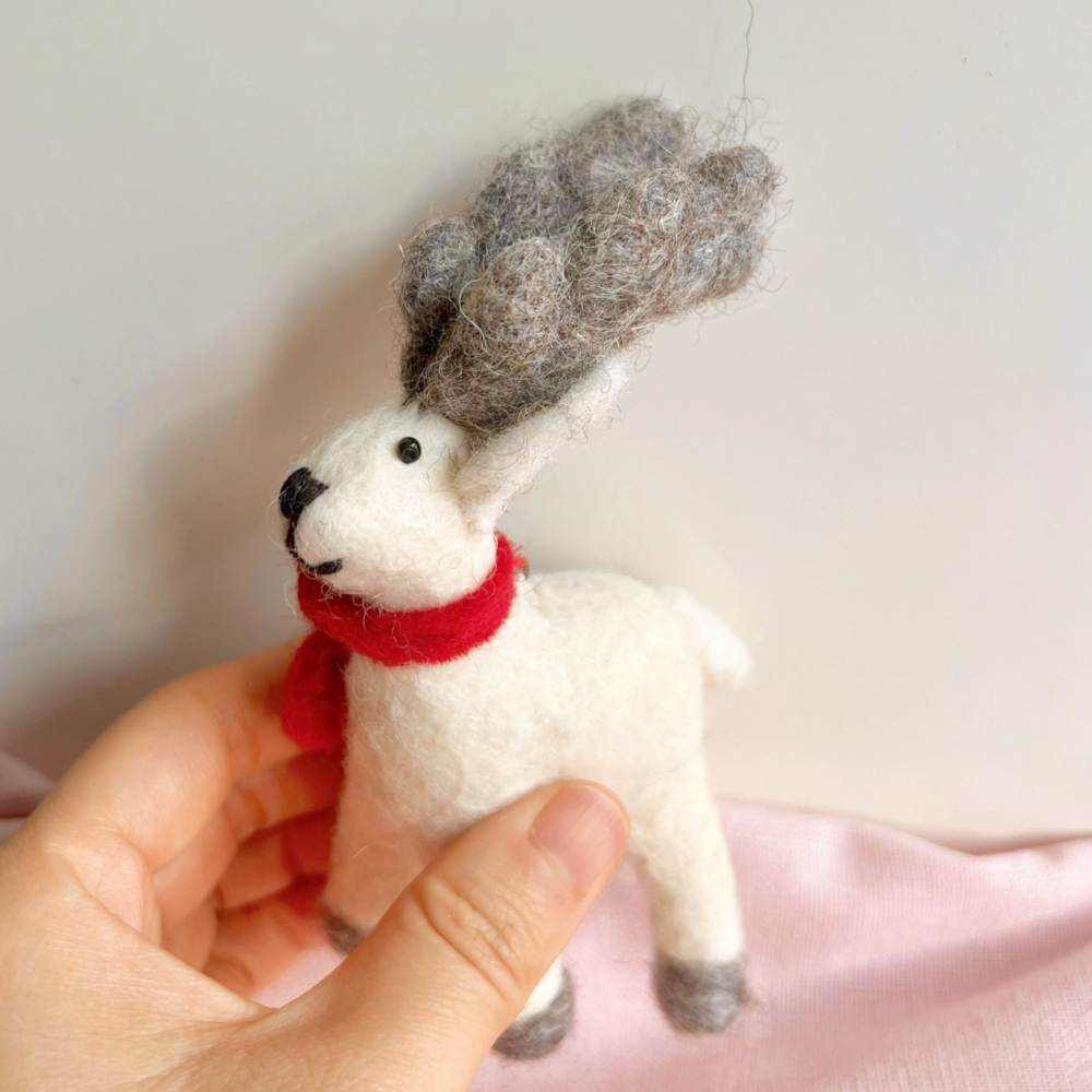 Wool Needle Felting - Handmade Christmas Moose,Animal Holiday Ornament