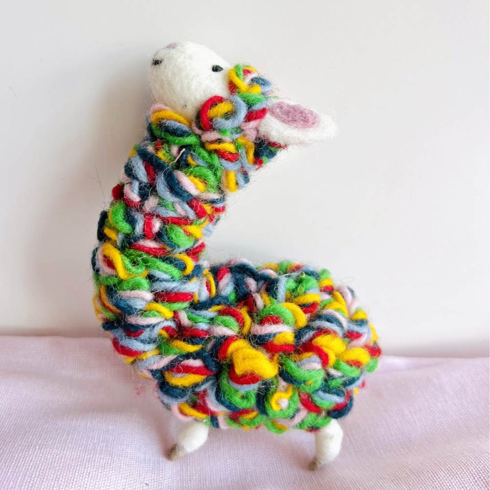 Wool Needle Felting - Handmade Rainbow Alpaca Toy, Christmas Gift