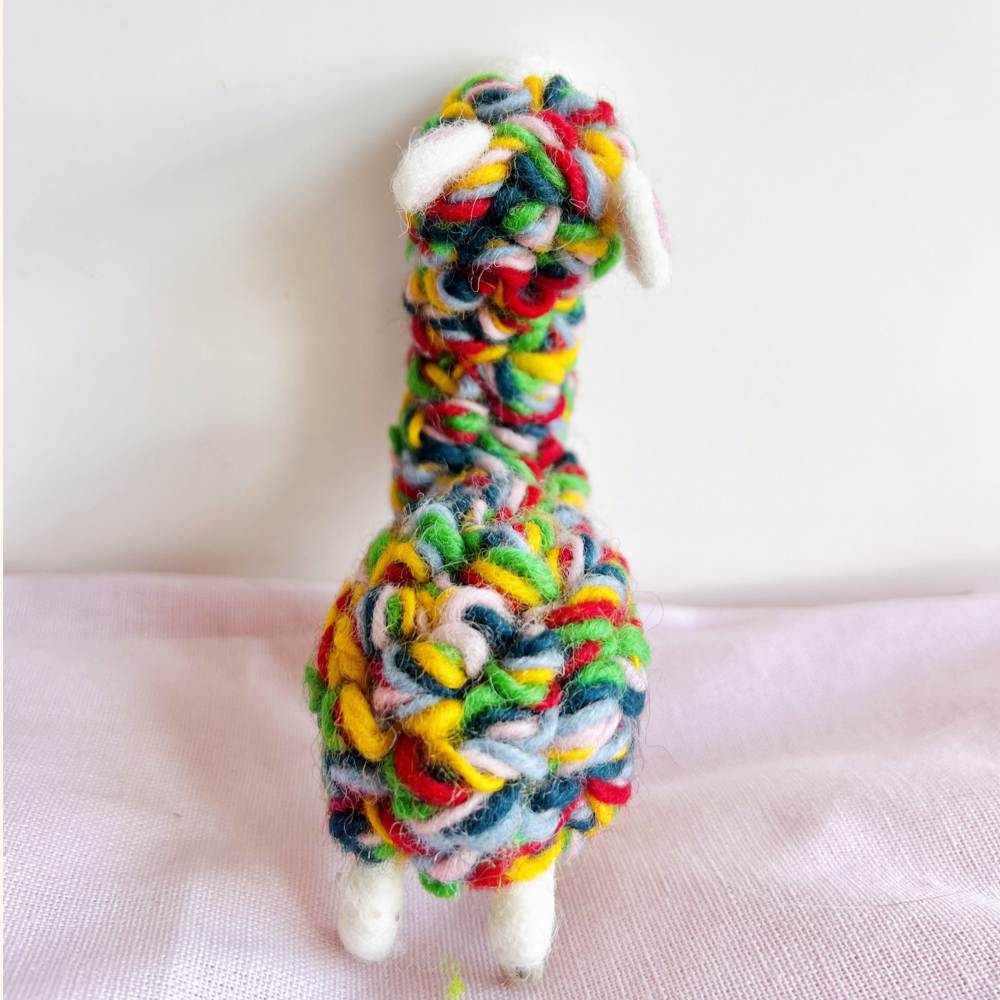 Wool Needle Felting - Handmade Rainbow Alpaca Toy, Christmas Gift