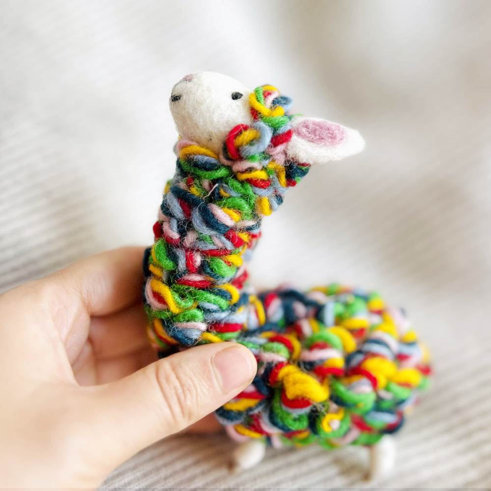 Wool Needle Felting - Handmade Rainbow Alpaca Toy, Christmas Gift