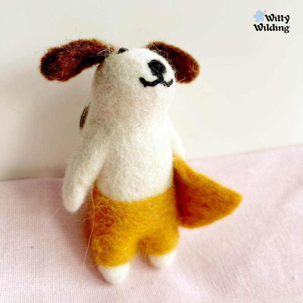 Wool Needle Felting - Handmade Surfing Puppy Charm, Animal Ornament