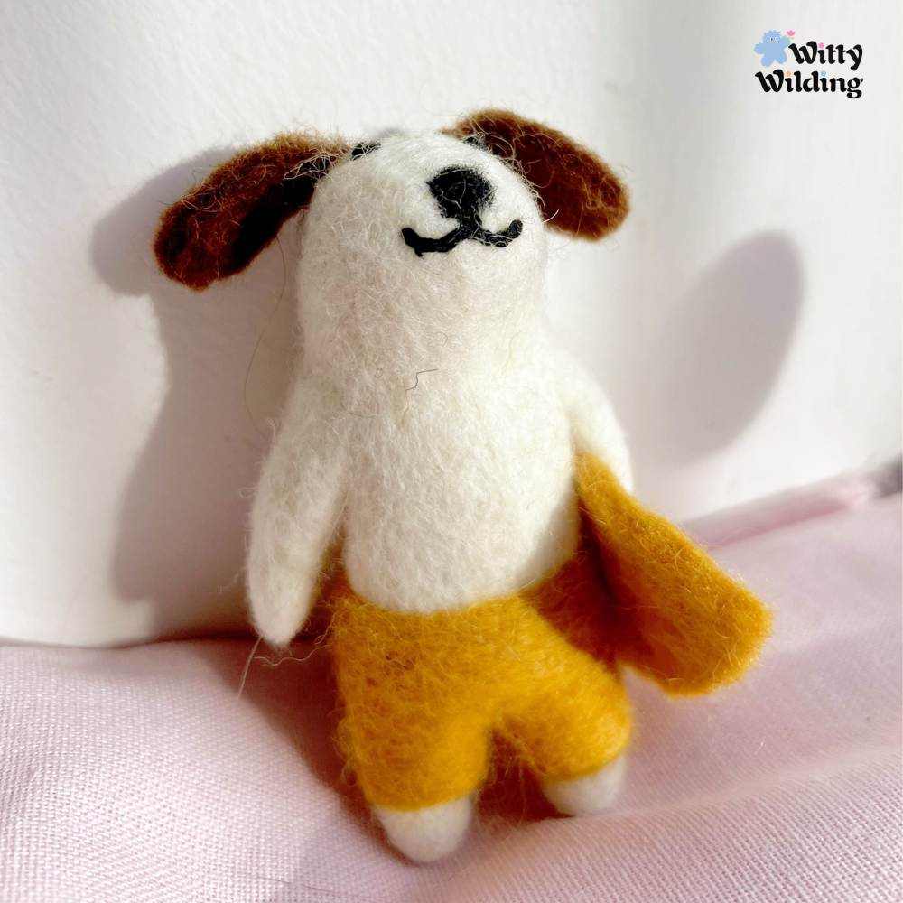 Wool Needle Felting - Handmade Surfing Puppy Charm, Animal Ornament