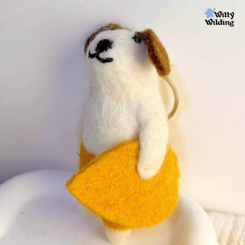 Wool Needle Felting - Handmade Surfing Puppy Charm, Animal Ornament