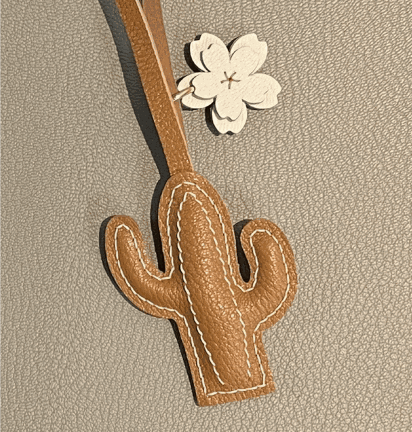 Leather Bag Charm - Desert Cactus - Inspired by Nature