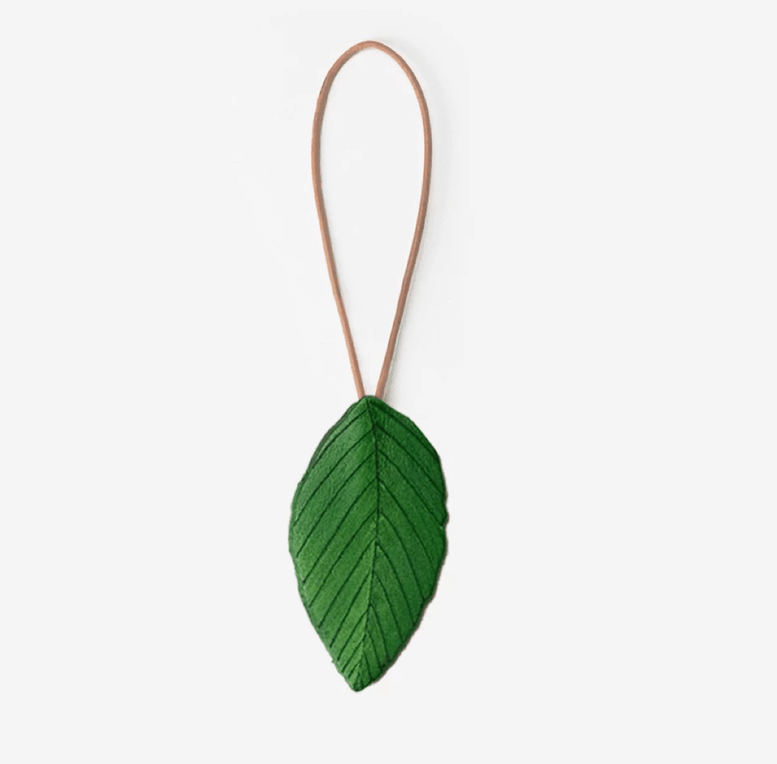 Leather Bag Charm - Green Leaves Pendant, Summer Green Leaf Keychain